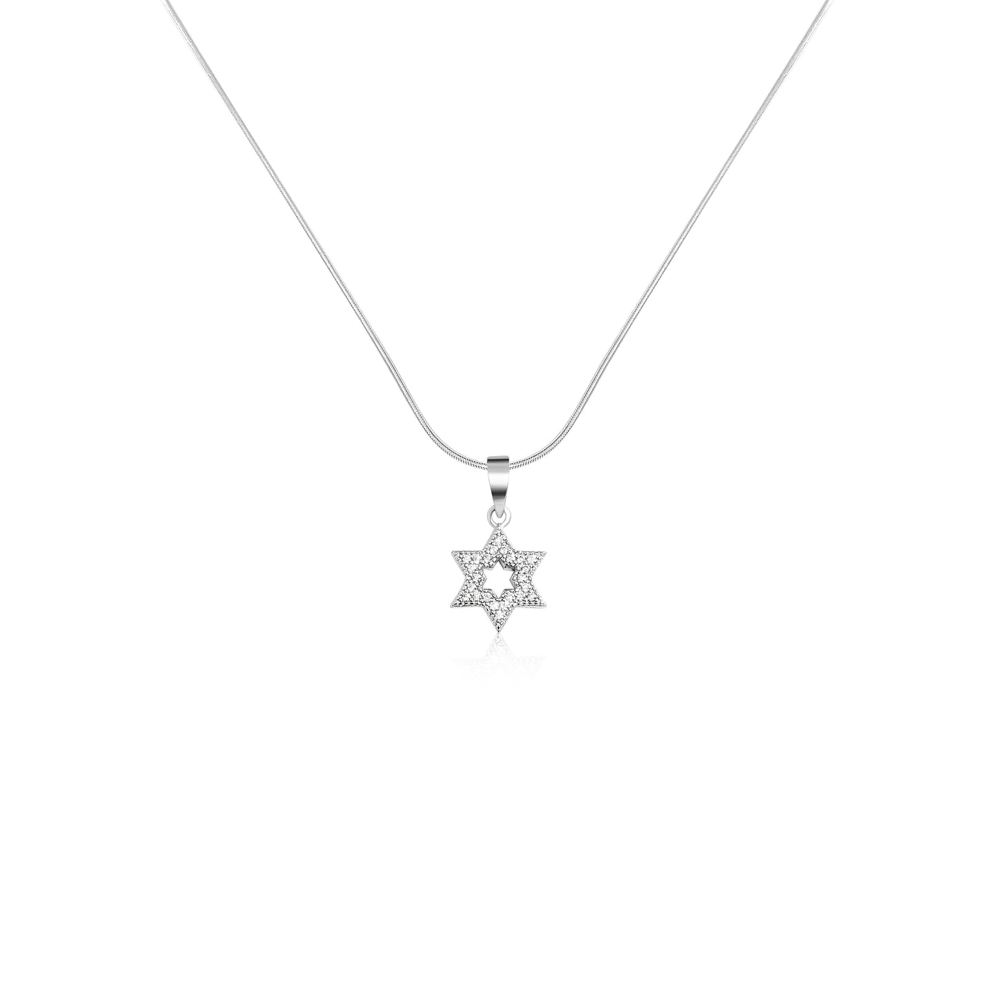 שרשרת ותליון מגן דוד כסף 925 עם זירקונים קוביים