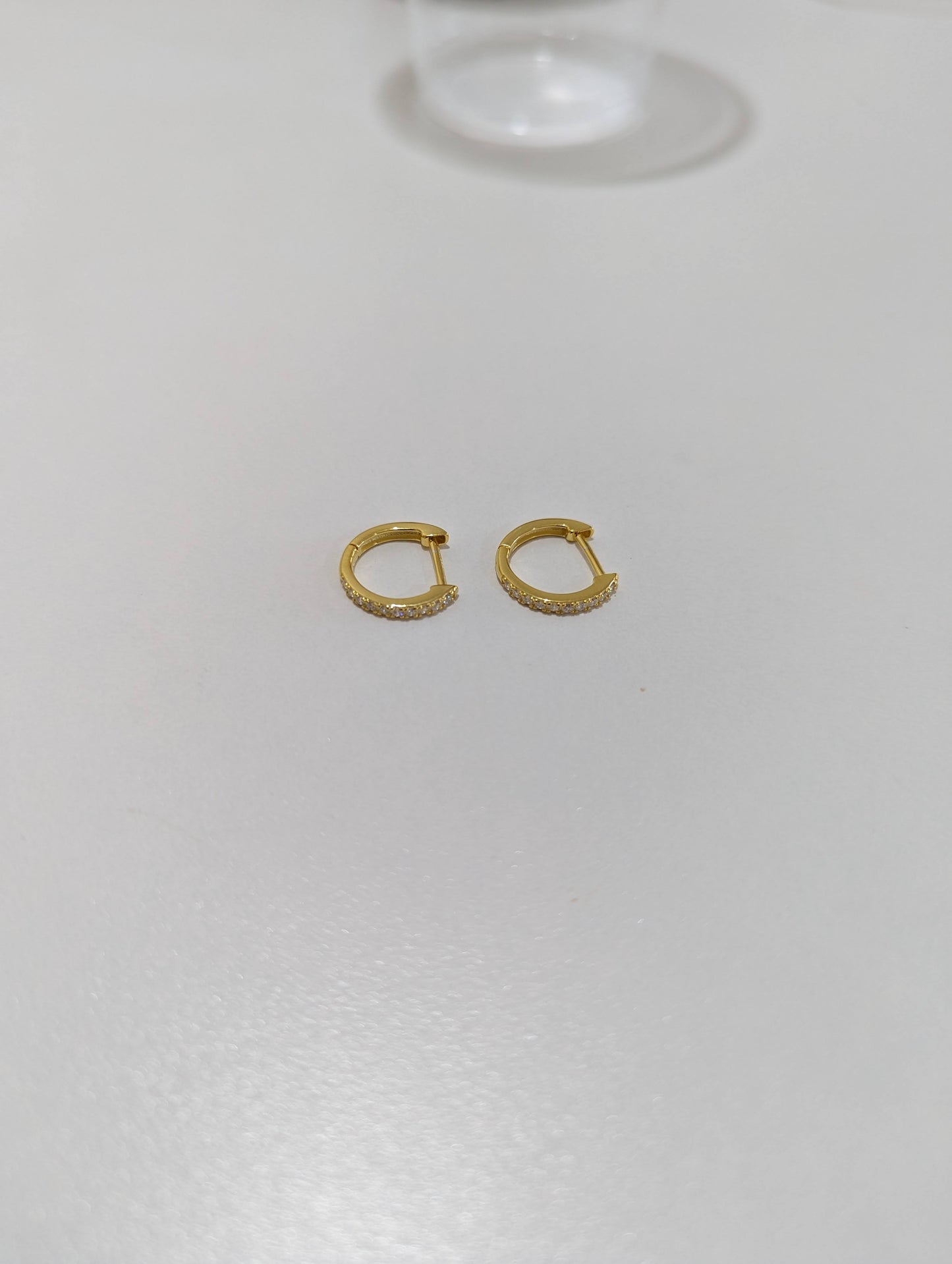 18k Gold Plated Small Hoop Earrings with Cubic Zirconias